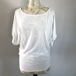 MICHAEL STARS White Slub Dolman Short Sleeve OS